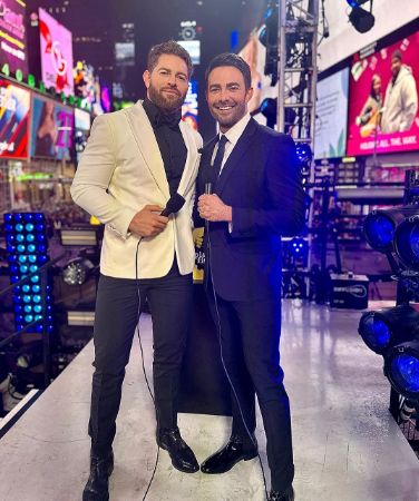 Jaymes Vaughan and his husband, Jonathan Bennett co-hosting Times Square News Year's Eve together. 